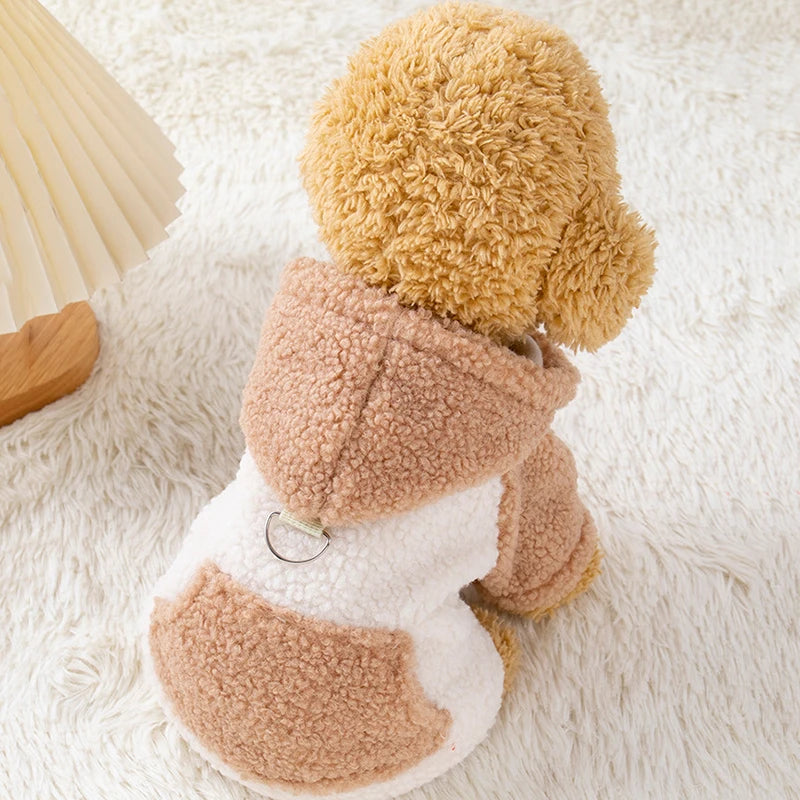 Berber Fleece Dog Hoodie – Winter Warm Pet Sweater with Buckle